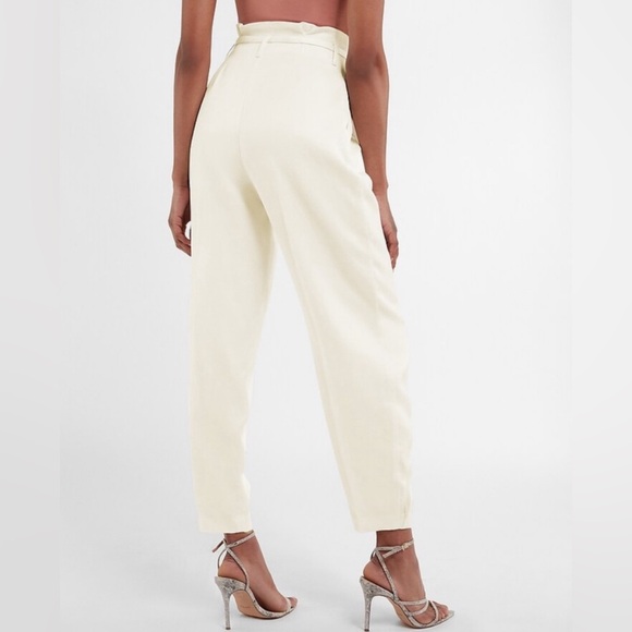 Super High Waisted Belted Linen Blend Ankle Pant 6R - Picture 3 of 6